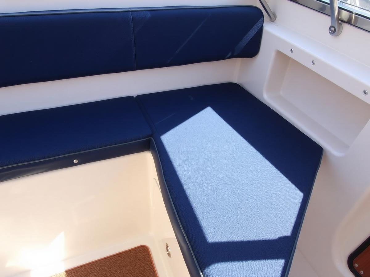 Donkerblauwe bootbekleding met strakke naden